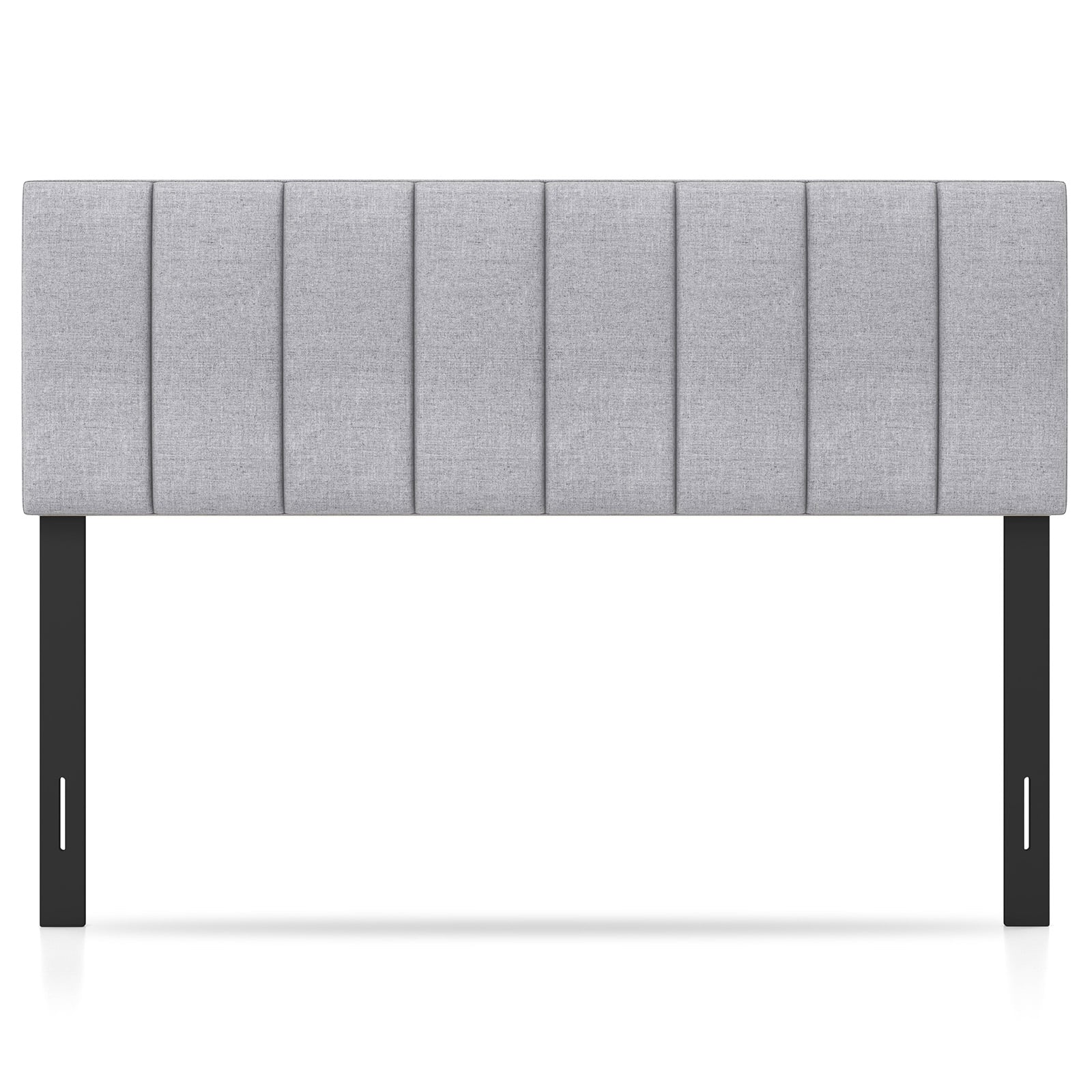 Linen Upholstered Headboard, Solid Wood Legs, Adjustable Width, Gray Headboards at Gallery Canada