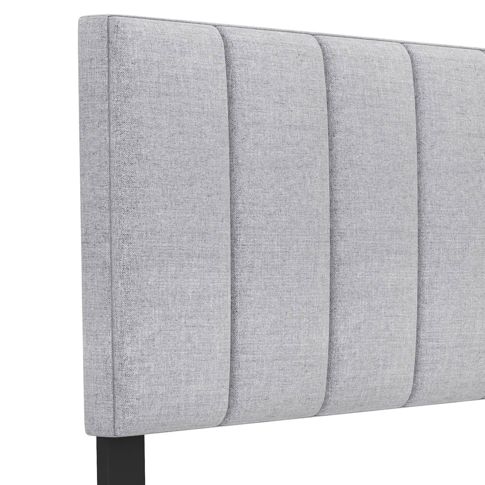 Linen Upholstered Headboard, Solid Wood Legs, Adjustable Width, Gray Headboards at Gallery Canada