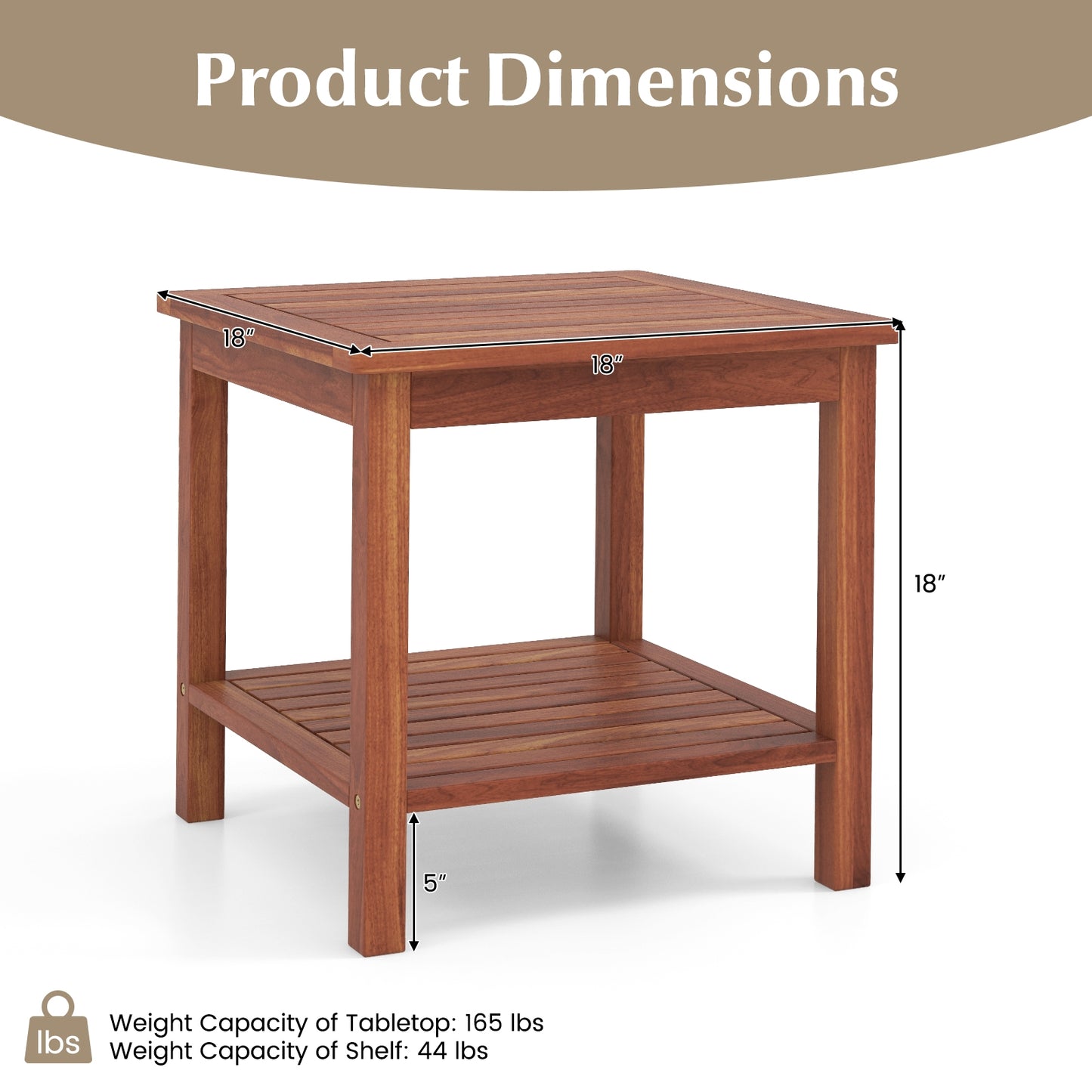 Double-Tier Acacia Wood Patio Side Table, Natural Patio Coffee Tables at Gallery Canada