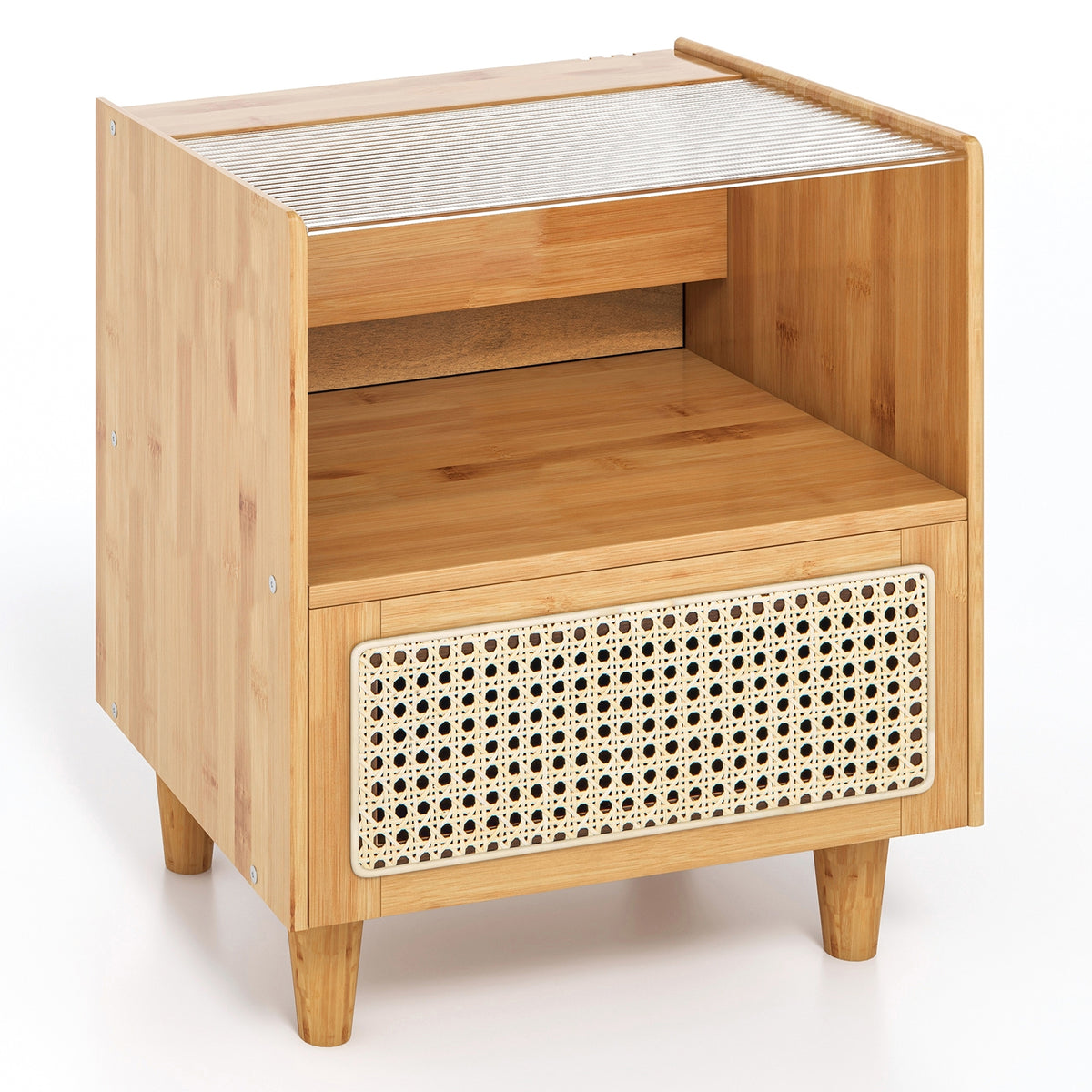 Bamboo Rattan Nightstand With Drawer, Natural Nightstands Natural at Gallery Canada