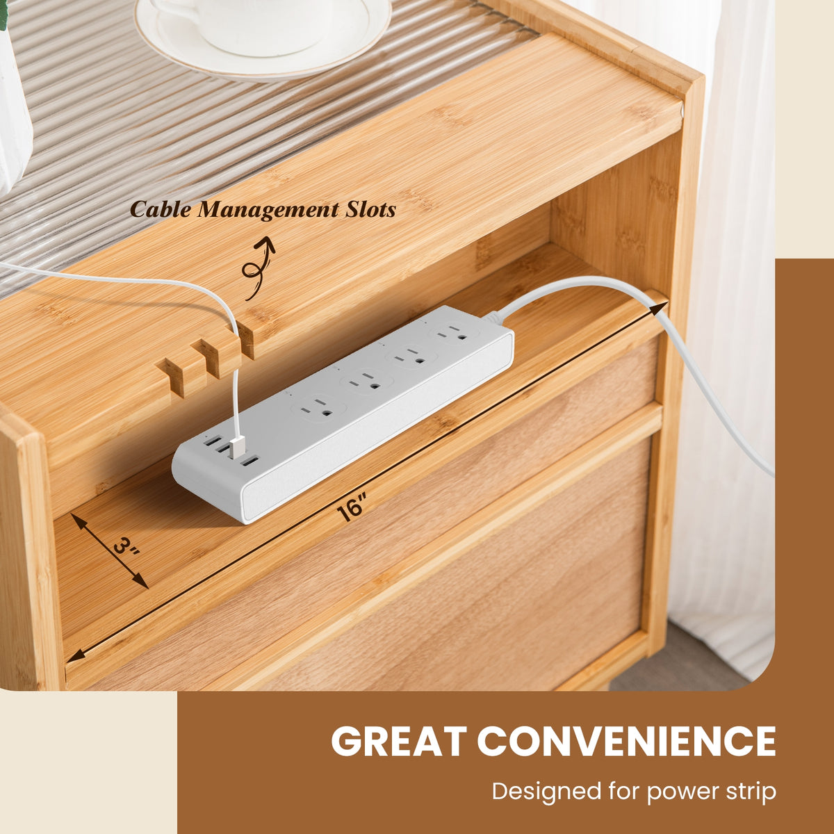 Bamboo Rattan Nightstand With Drawer, Natural Nightstands at Gallery Canada
