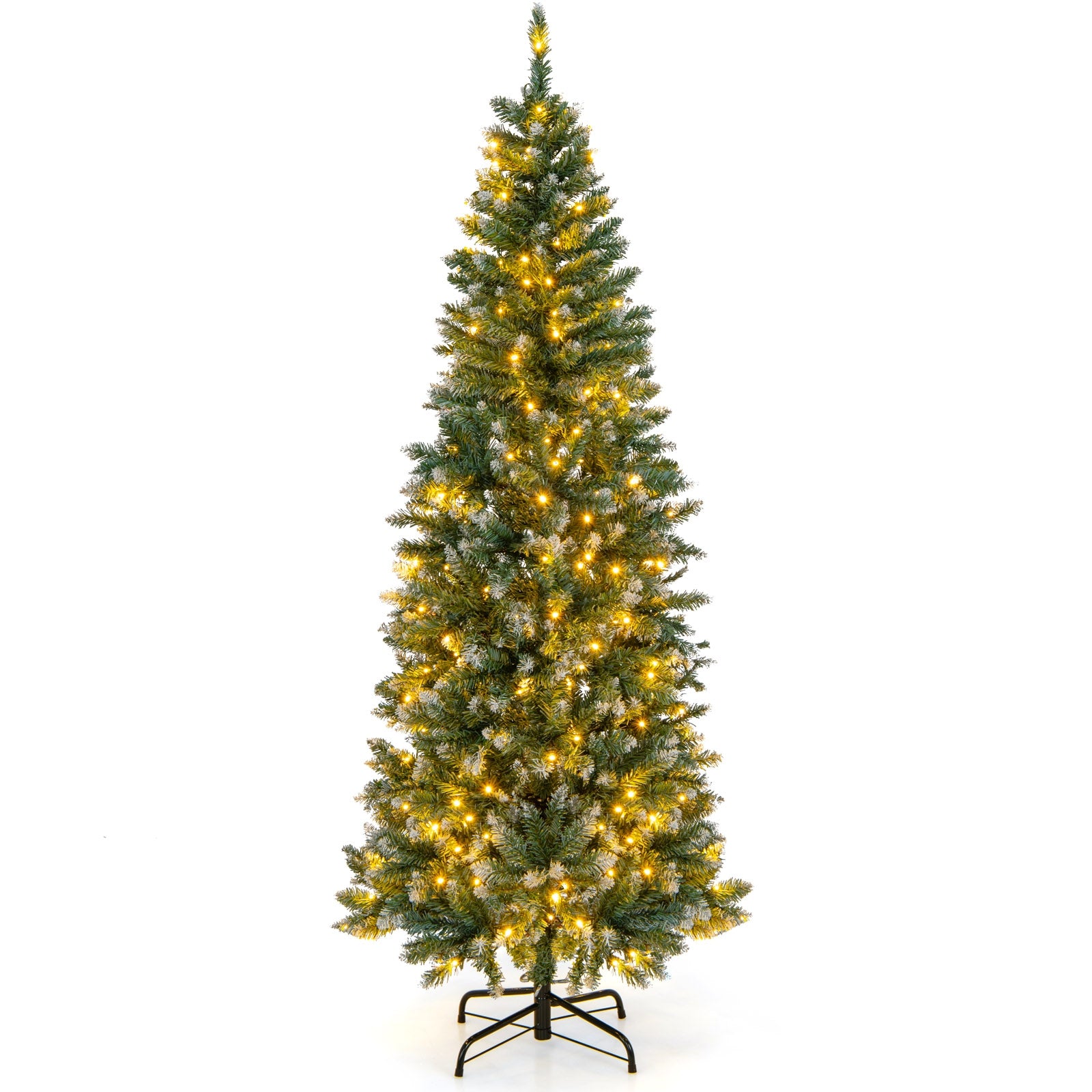 6 Feet Pre-Lit Artificial Christmas Tree, 618 Snowy Branch Tips, Green Christmas Tree at Gallery Canada
