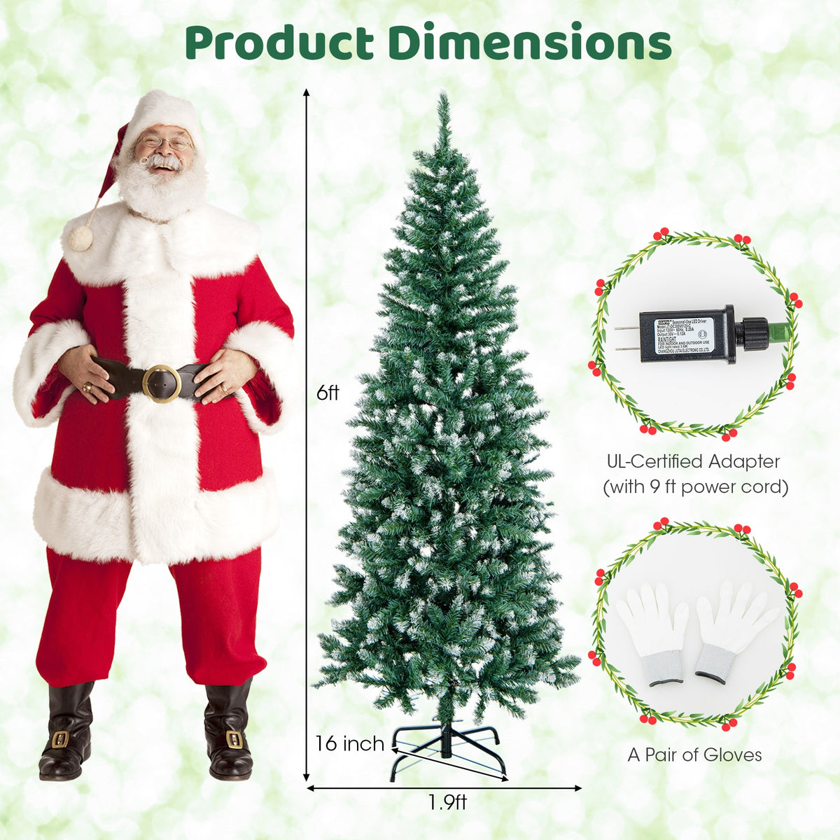 6 Feet Pre-Lit Artificial Christmas Tree, 618 Snowy Branch Tips, Green Christmas Tree at Gallery Canada