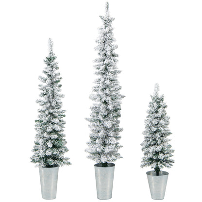 Set Of 3 Potted Artificial Christmas Trees, Snow-Flocked, White Christmas Tree at Gallery Canada