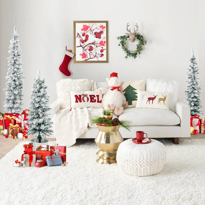 Set Of 3 Potted Artificial Christmas Trees, Snow-Flocked, White Christmas Tree at Gallery Canada