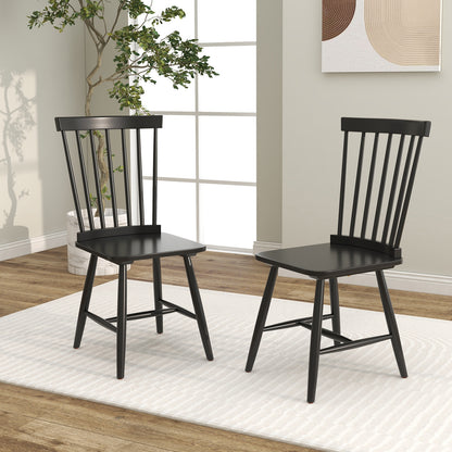 Set Of 2 Windsor Dining Chairs, High Spindle Back, Black Dining Chairs at Gallery Canada