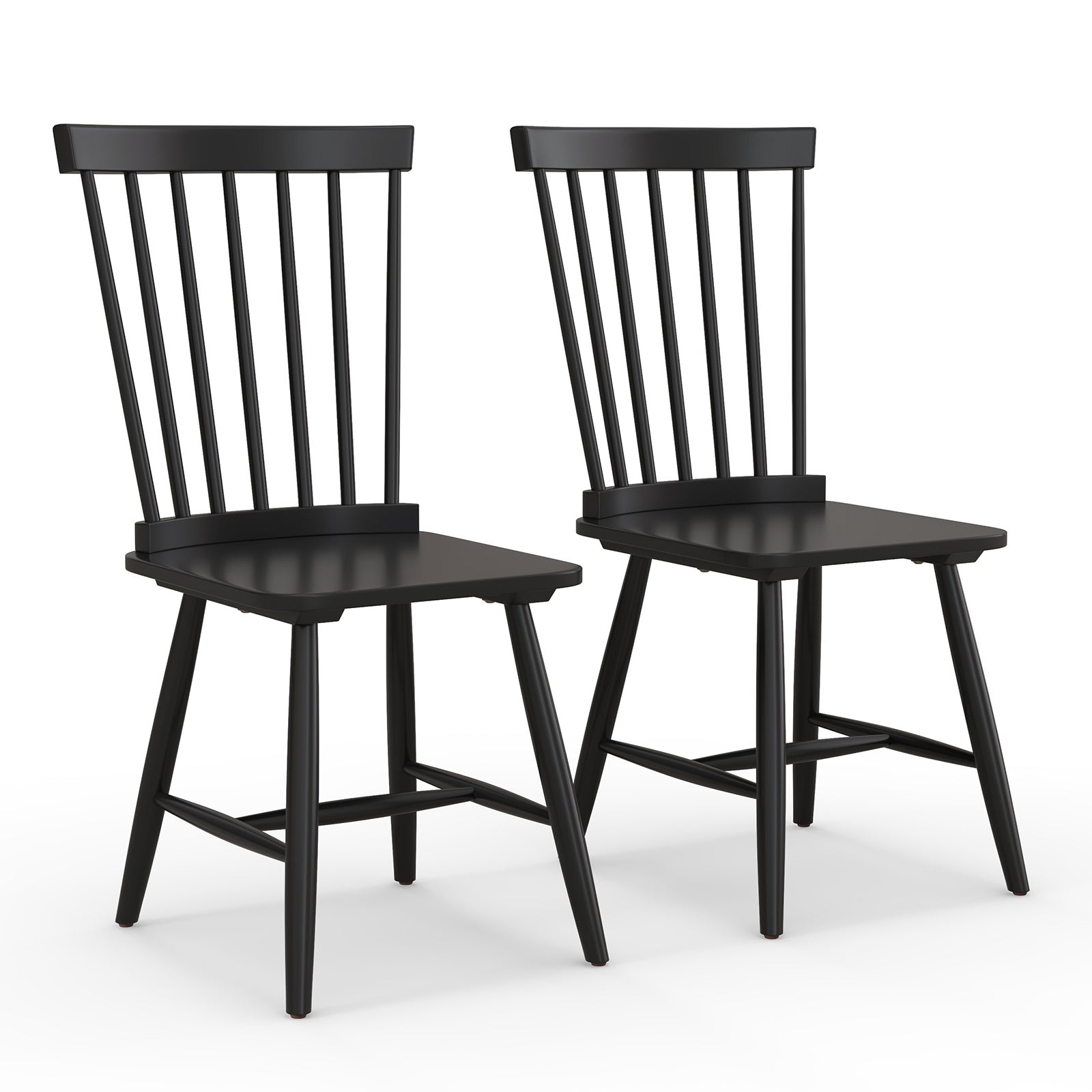 Set Of 2 Windsor Dining Chairs, High Spindle Back, Black Dining Chairs at Gallery Canada