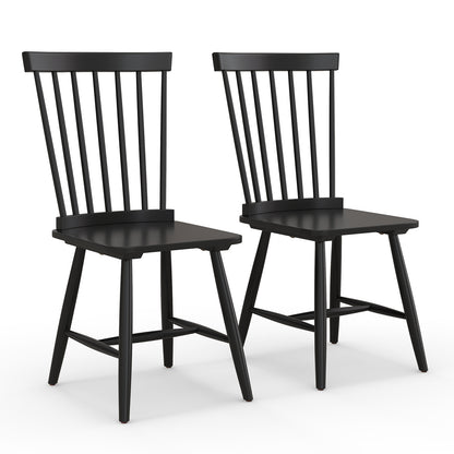 Set Of 2 Windsor Dining Chairs, High Spindle Back, Black Dining Chairs at Gallery Canada