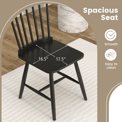 Set Of 2 Windsor Dining Chairs, High Spindle Back, Black Dining Chairs at Gallery Canada