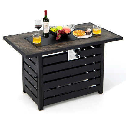 42 Inch 50000 BTU Propane Fire Pit Table, Ore Powder Surface, Black Fire Pit Tables Black at Gallery Canada
