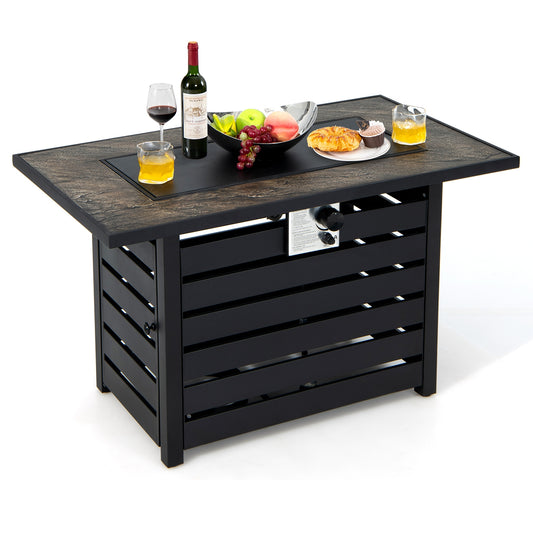 42 Inch 50000 BTU Propane Fire Pit Table, Ore Powder Surface, Black Fire Pit Tables Black at Gallery Canada