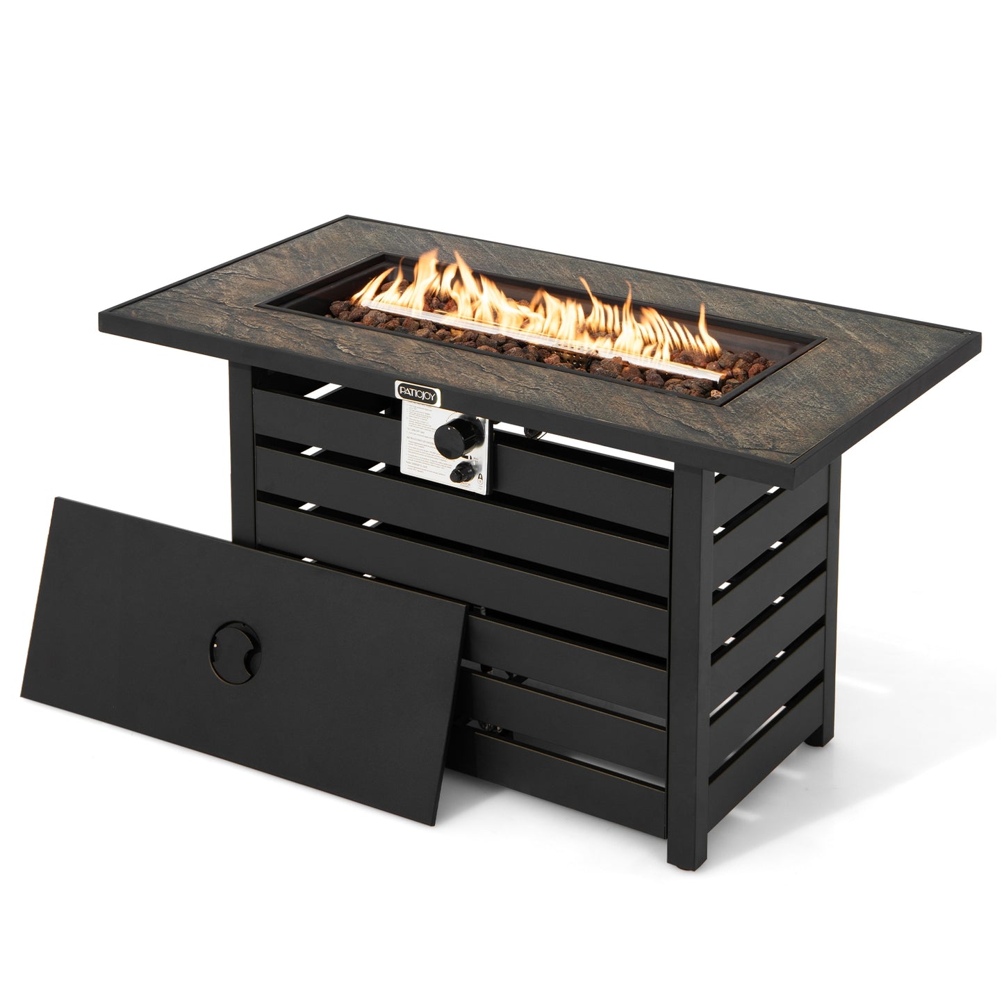 42 Inch 50000 BTU Propane Fire Pit Table, Ore Powder Surface, Black Fire Pit Tables at Gallery Canada