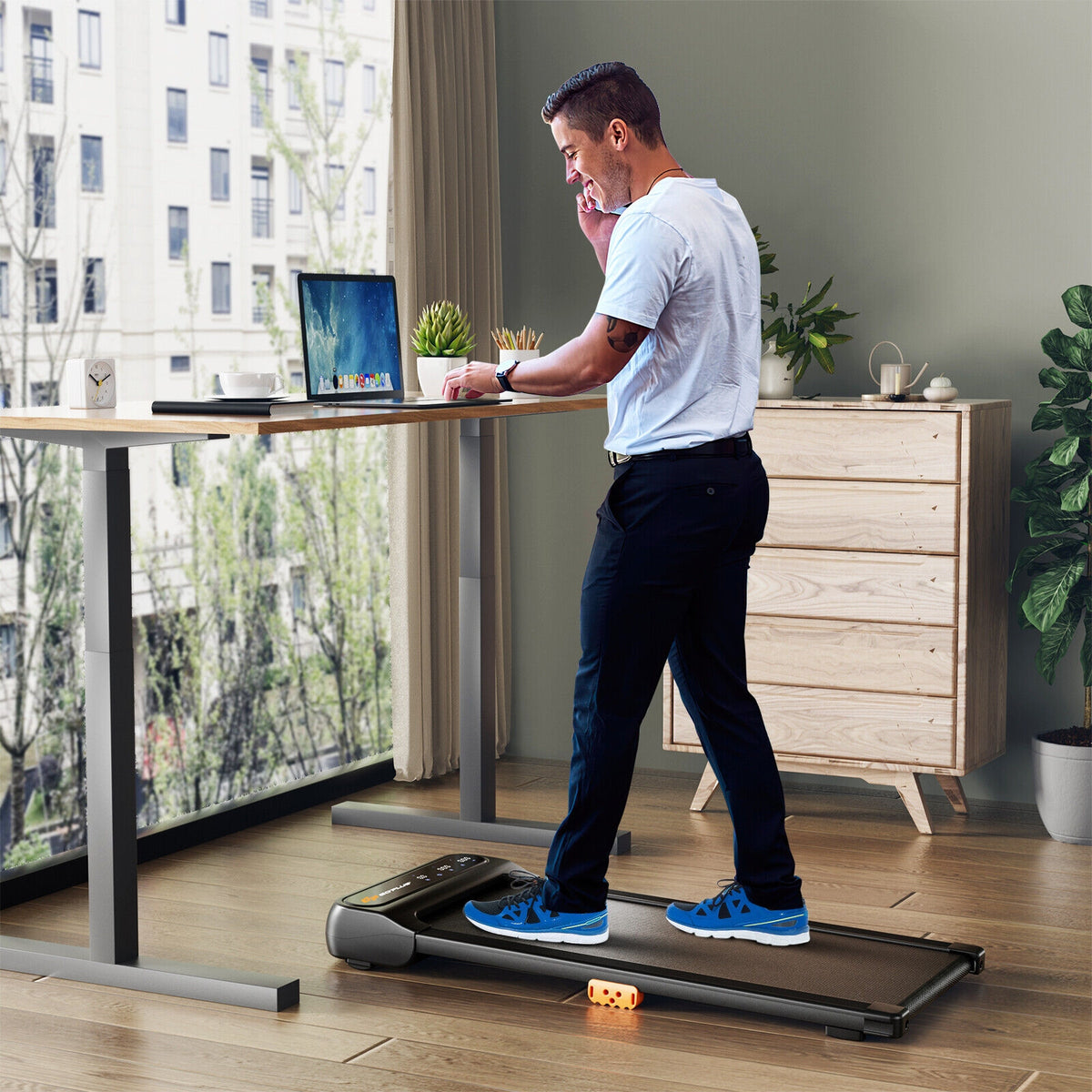 Under Desk Walking Pad Treadmill, With Remote Control, Black Treadmills at Gallery Canada