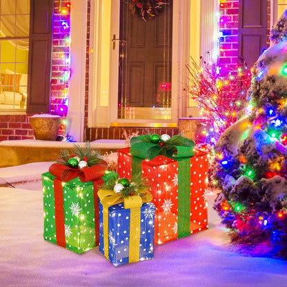 3 PCS Christmas Lighted Gift Boxes, 52 LED Lights, Multicolor Christmas at Gallery Canada