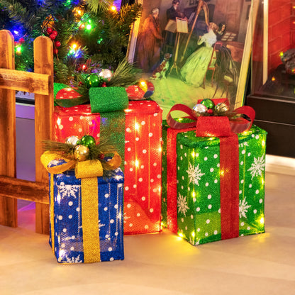 3 PCS Christmas Lighted Gift Boxes, 52 LED Lights, Multicolor Christmas at Gallery Canada