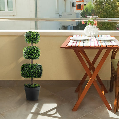 35 Inch Artificial Boxwood Topiary Ball Tree, Cement-Filled Pot, Green Faux Plants at Gallery Canada