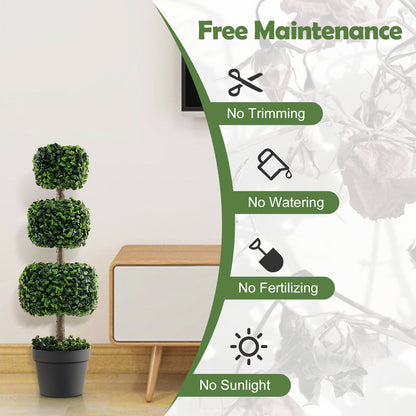 35 Inch Artificial Boxwood Topiary Ball Tree, Cement-Filled Pot, Green Faux Plants at Gallery Canada