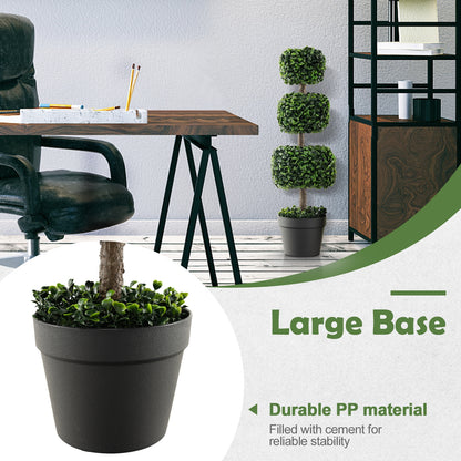 35 Inch Artificial Boxwood Topiary Ball Tree, Cement-Filled Pot, Green Faux Plants at Gallery Canada
