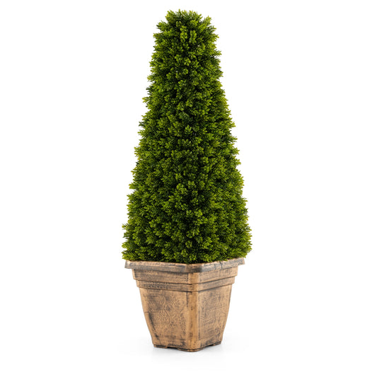 3 Feet Artificial Boxwood Topiary Tree, Cement Flowerpot, Green Faux Plants Green at Gallery Canada