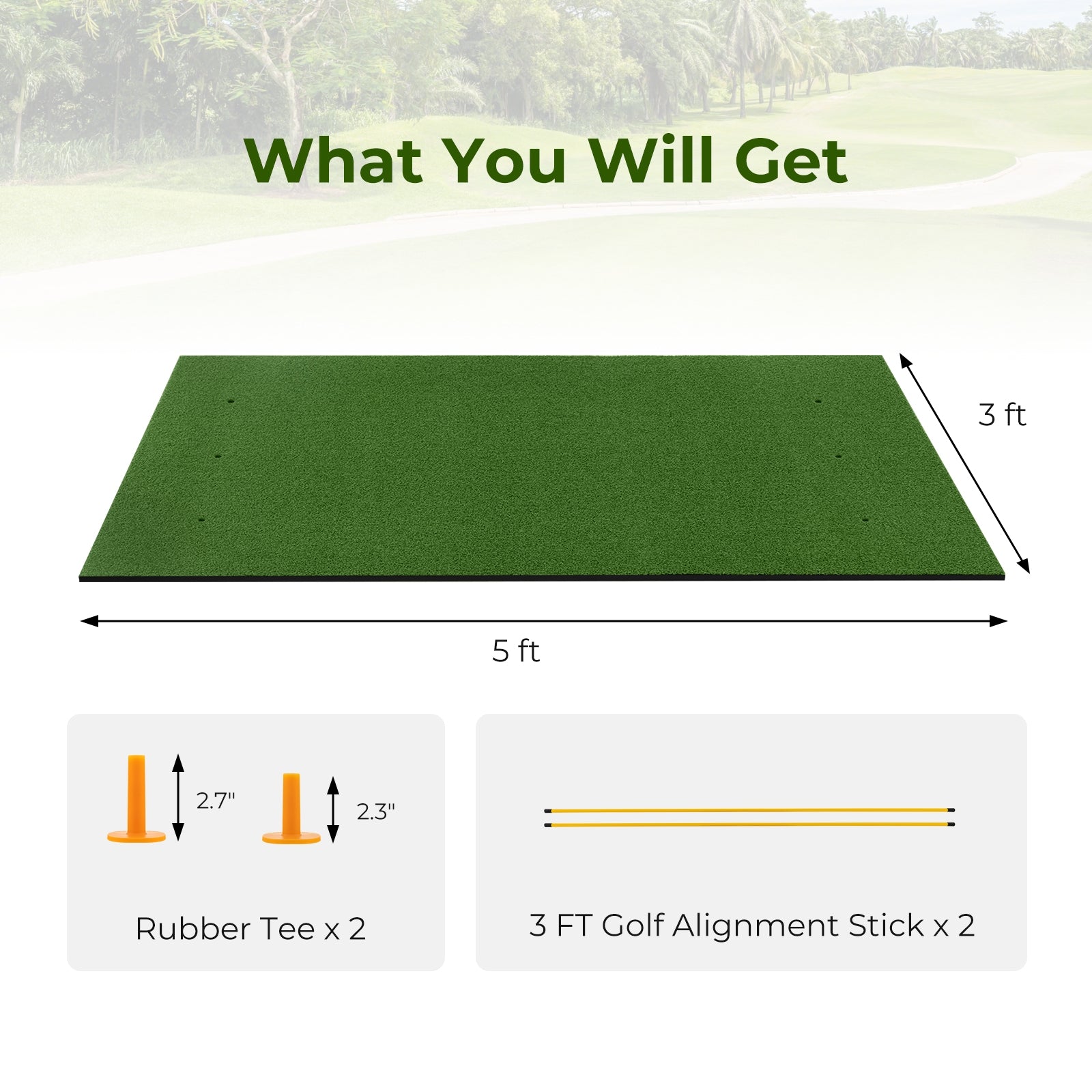 5x3 Ft Artificial Turf Practice Mat, 32mm, Green Golf at Gallery Canada