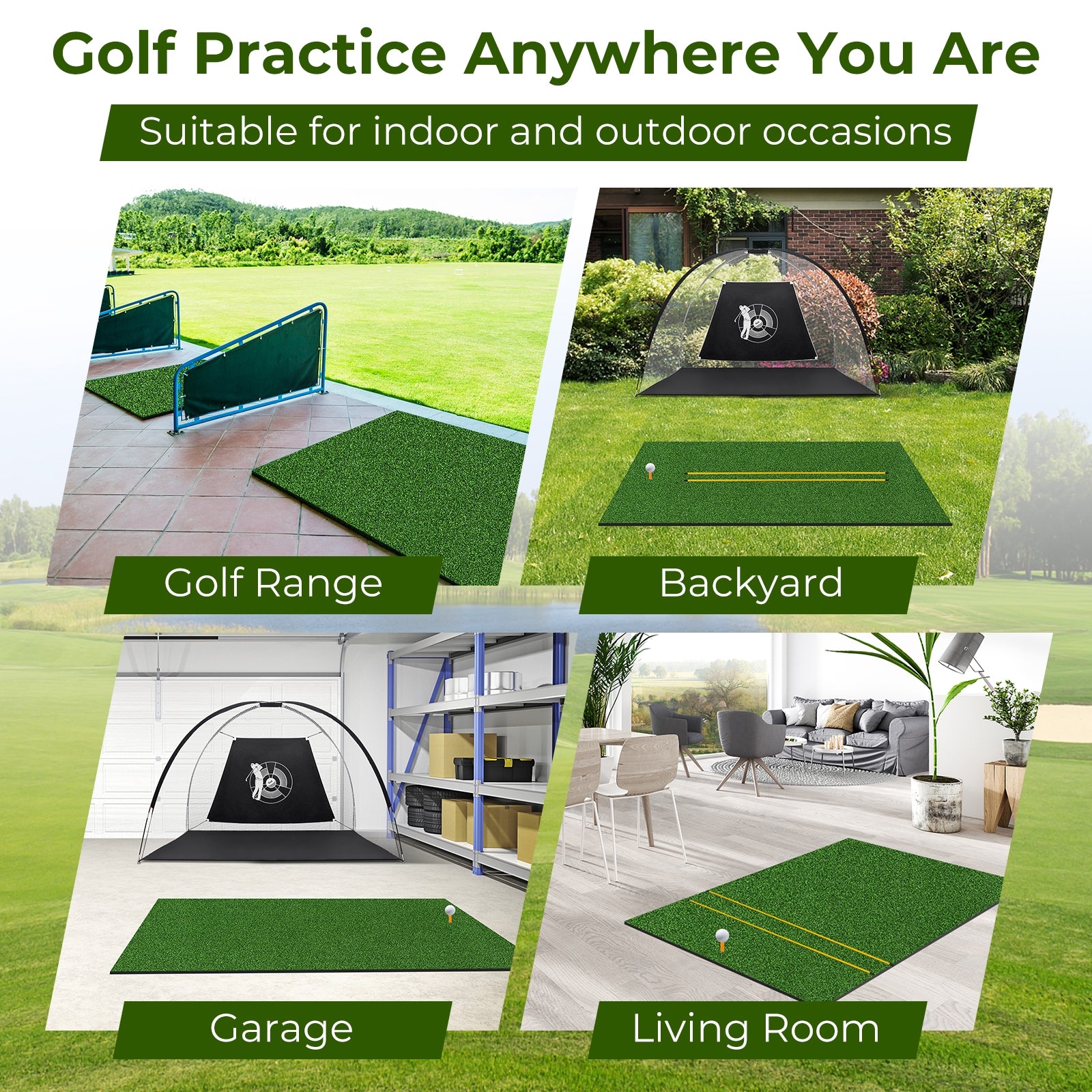 5x3 Ft Artificial Turf Practice Mat, 32mm, Green Golf at Gallery Canada