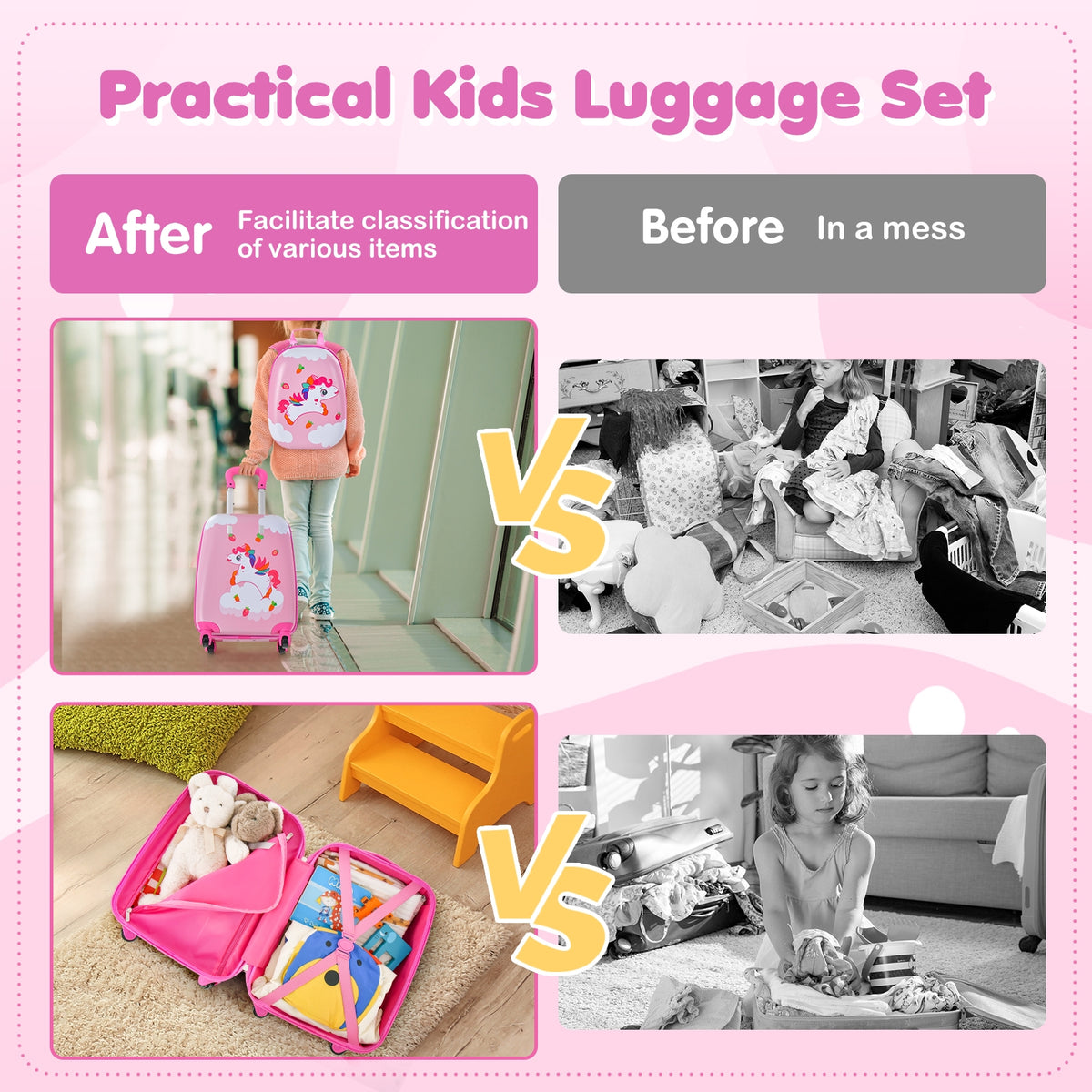 Kids Carry-On Luggage Set, 2 Pieces, 12 Inch Backpack, Multicolor Kids Luggage at Gallery Canada