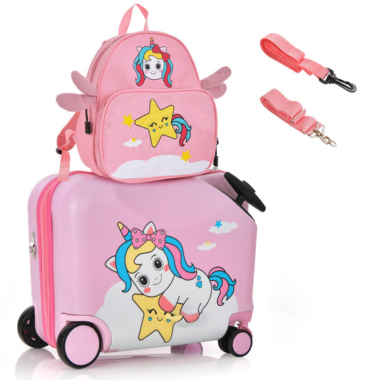 18 Inch Kids Luggage Set, 2 Pieces, Spinner Wheels, Pink Kids Luggage Pink at Gallery Canada