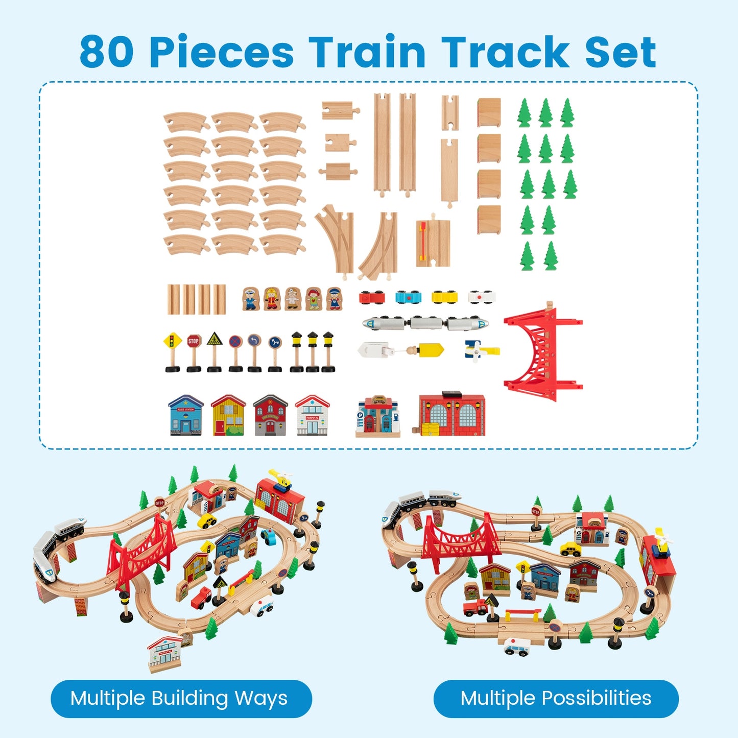 80-Piece Wooden Train Set With Table Learning Toys at Gallery Canada
