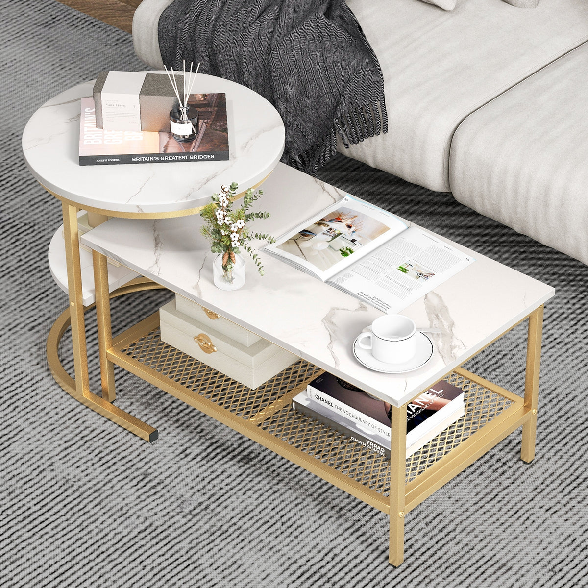 Nesting Coffee Table Set, 2 Piece, Golden Coffee Tables at Gallery Canada