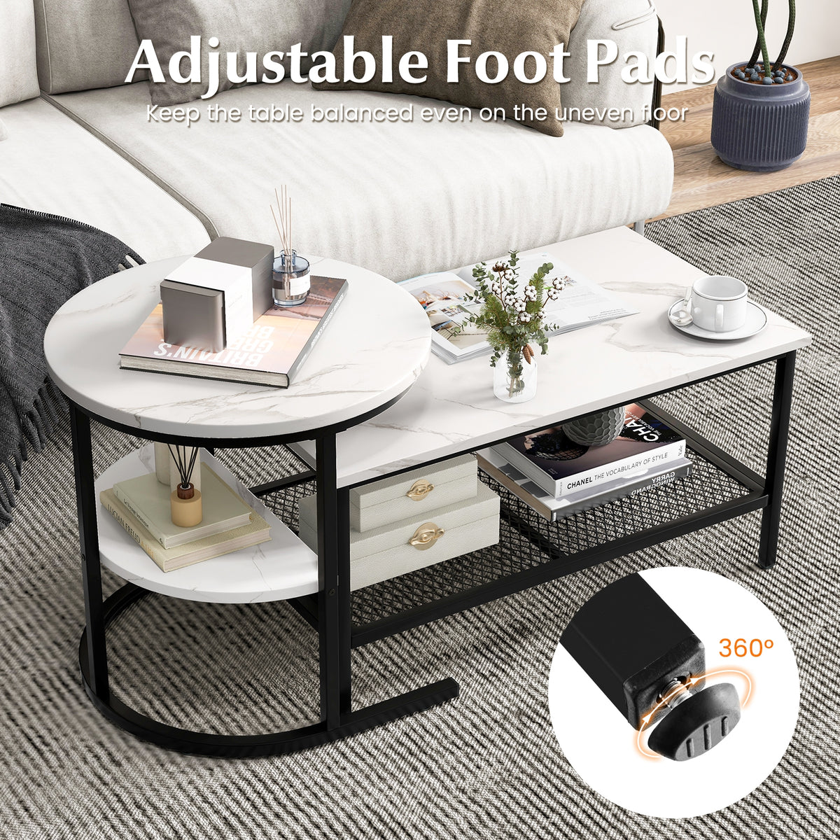 Nesting Coffee Table Set, 2-Piece, With Storage Shelf, Black Coffee Tables at Gallery Canada