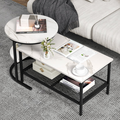 Nesting Coffee Table Set, 2-Piece, With Storage Shelf, Black Coffee Tables at Gallery Canada