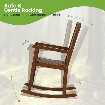 Patio Wood Rocking Chair, PU Seat, Rubber Wood Frame, Brown Patio Rocking Chairs & Gliders at Gallery Canada