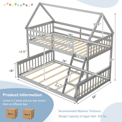 Twin Over Full Bunk Bed, With Ladder And Guardrails, Gray Bunk Bed Frame at Gallery Canada