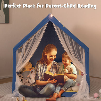 48 x 42 x 50 Inch Large Play Tent, Washable Cotton Mat, Blue Play Tents & Playhouse at Gallery Canada