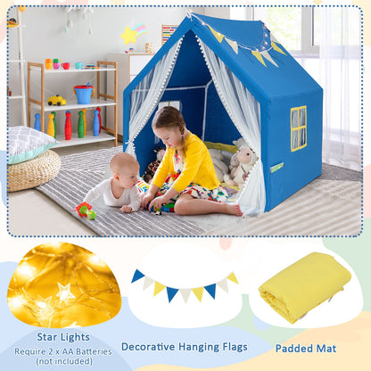 48 x 42 x 50 Inch Large Play Tent, Washable Cotton Mat, Blue Play Tents & Playhouse at Gallery Canada