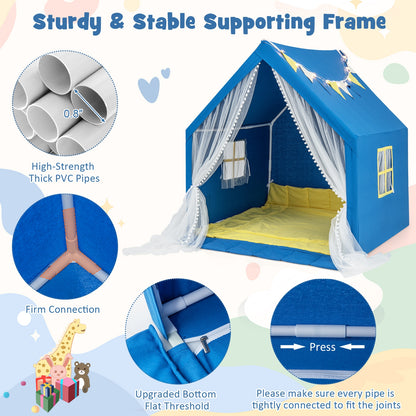 48 x 42 x 50 Inch Large Play Tent, Washable Cotton Mat, Blue Play Tents & Playhouse at Gallery Canada