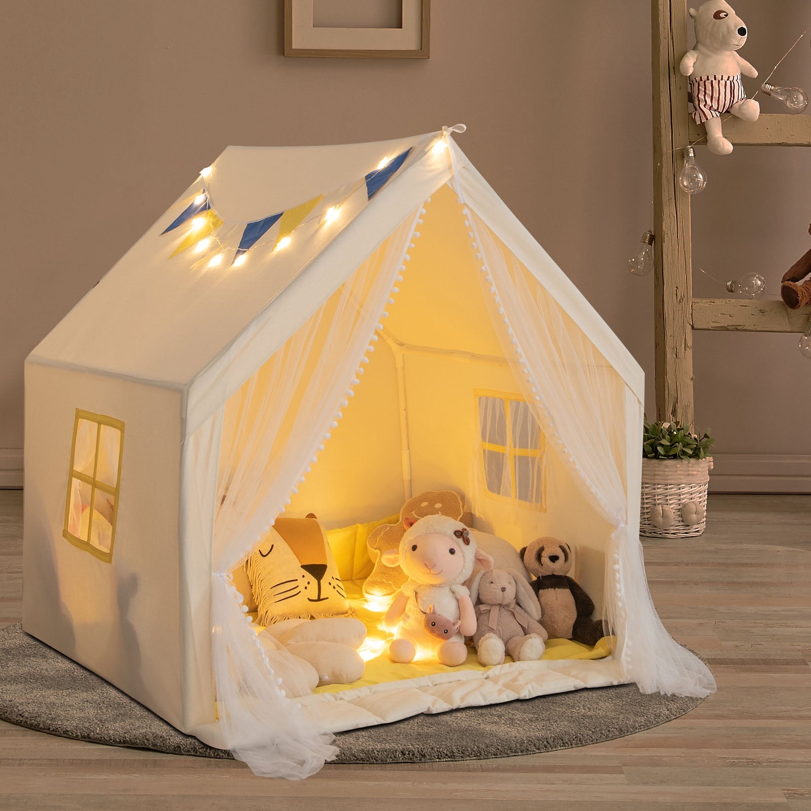48 x 42 x 50 Inch Play Tent With Washable Mat, Beige Play Tents & Playhouse at Gallery Canada