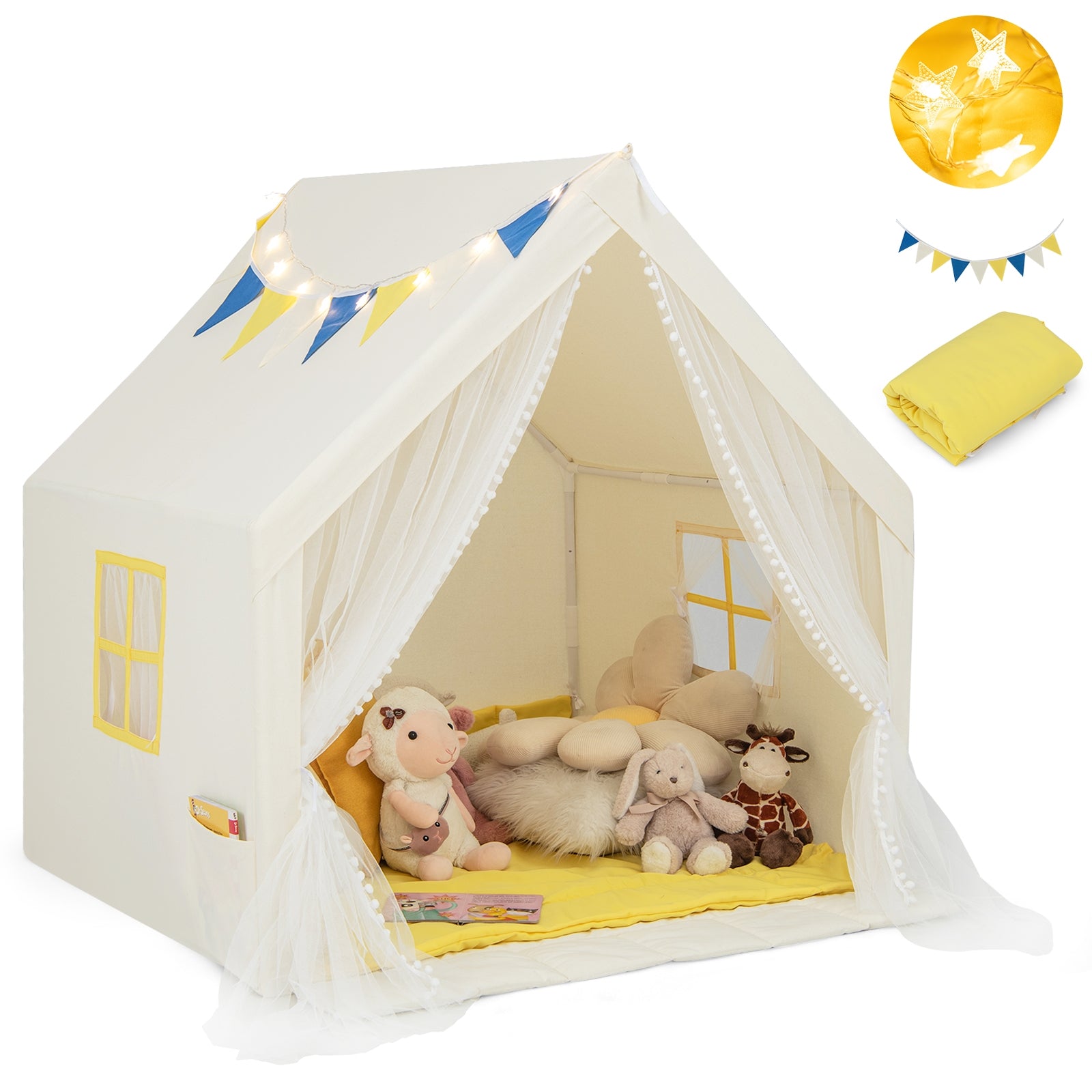 48 x 42 x 50 Inch Play Tent With Washable Mat, Beige Play Tents & Playhouse at Gallery Canada