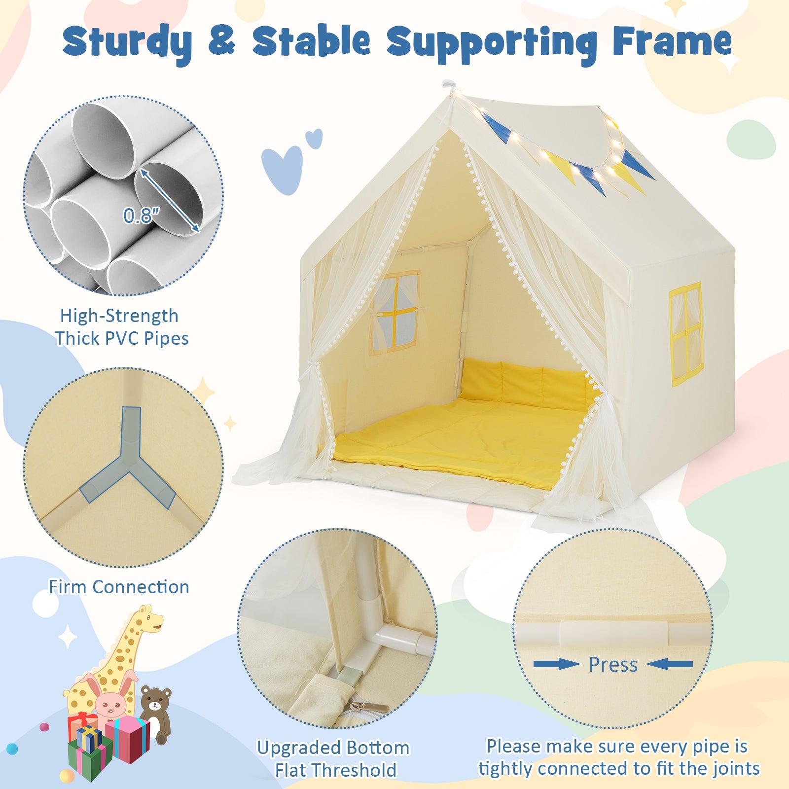 48 x 42 x 50 Inch Play Tent With Washable Mat, Beige Play Tents & Playhouse at Gallery Canada