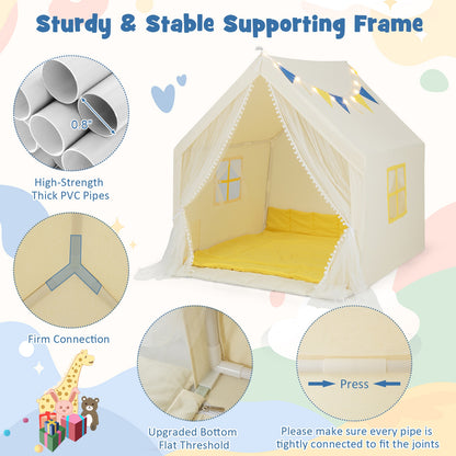 48 x 42 x 50 Inch Play Tent With Washable Mat, Beige Play Tents & Playhouse at Gallery Canada