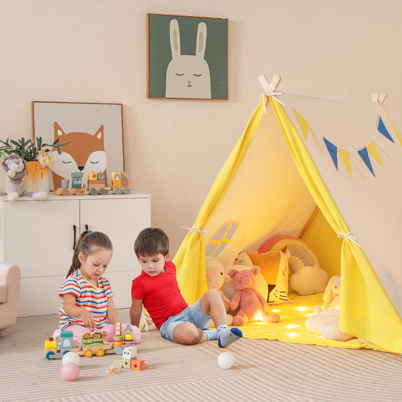 Kids Play Tent, Solid Wood Frame, Yellow Play Tents & Playhouse at Gallery Canada