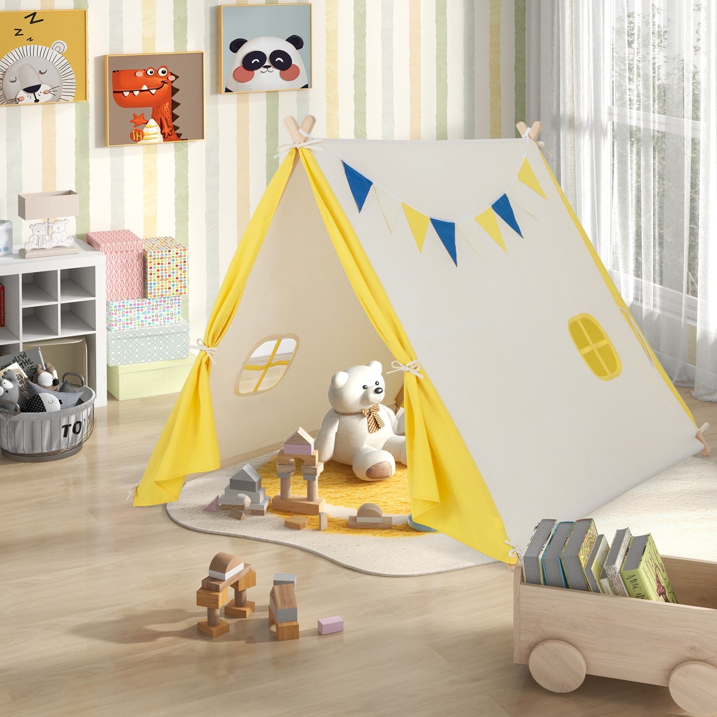 Kids Play Tent, Solid Wood Frame, Yellow Play Tents & Playhouse at Gallery Canada