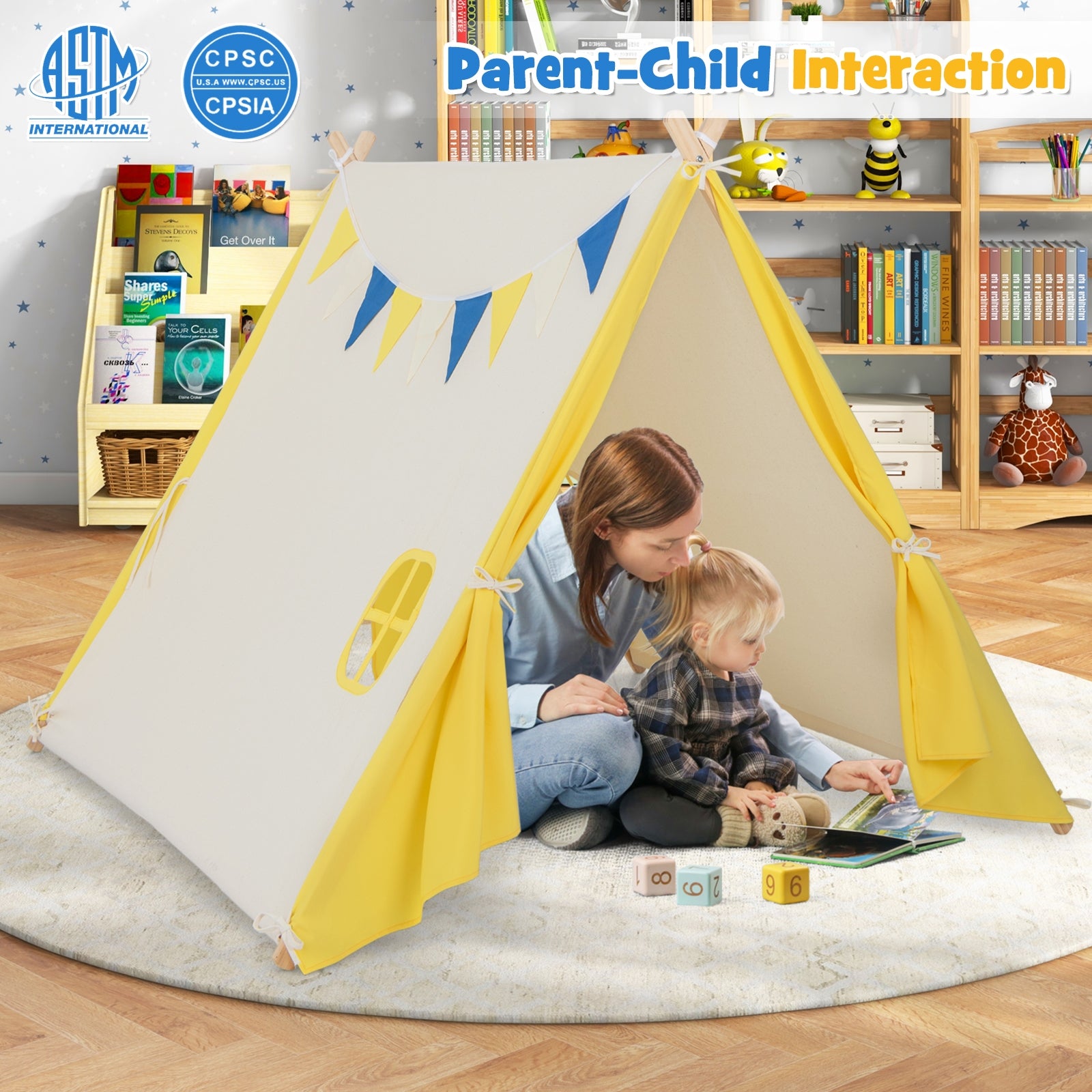 Kids Play Tent, Solid Wood Frame, Yellow Play Tents & Playhouse at Gallery Canada