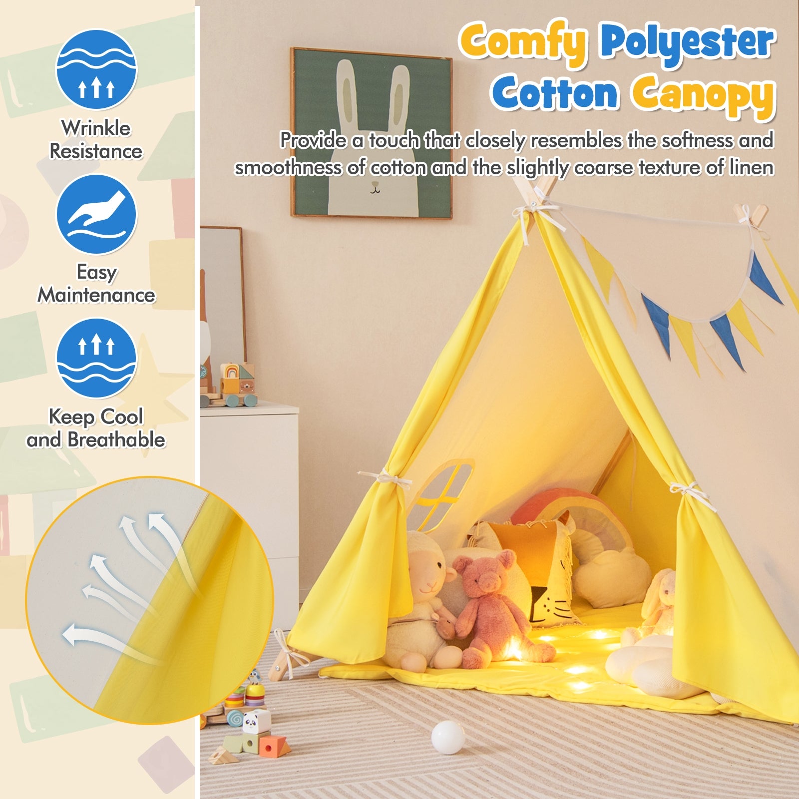 Kids Play Tent, Solid Wood Frame, Yellow Play Tents & Playhouse at Gallery Canada