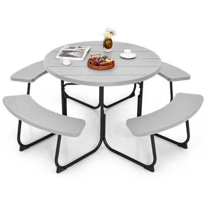 8-Person Outdoor Picnic Table And Bench Set, Gray Picnic Tables at Gallery Canada