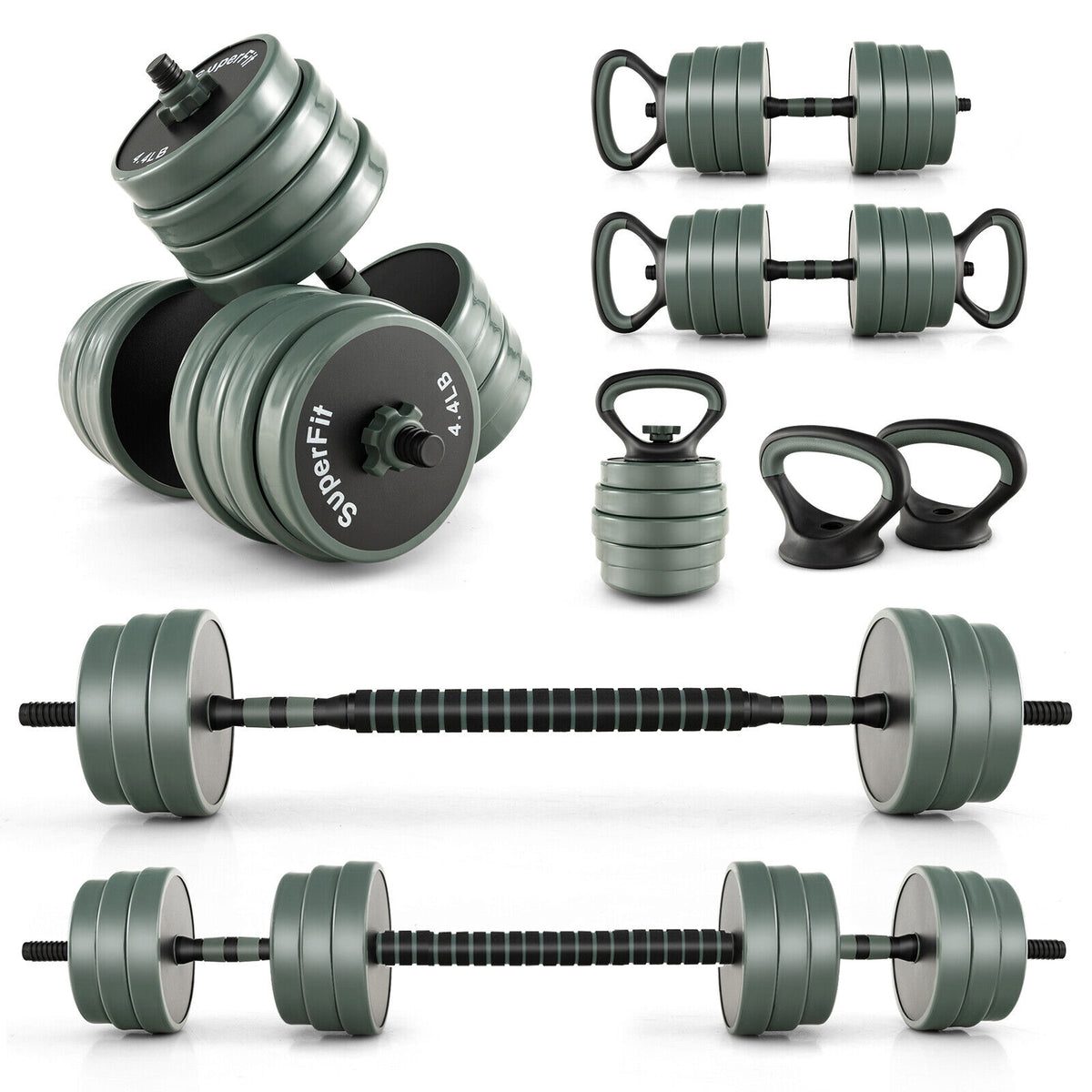 Adjustable Weight Dumbbell Set, Gray, Black Dumbbells Black & Gray at Gallery Canada