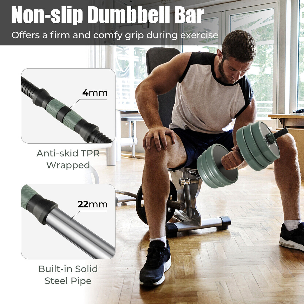 Adjustable Weight Dumbbell Set, Gray, Black Dumbbells at Gallery Canada