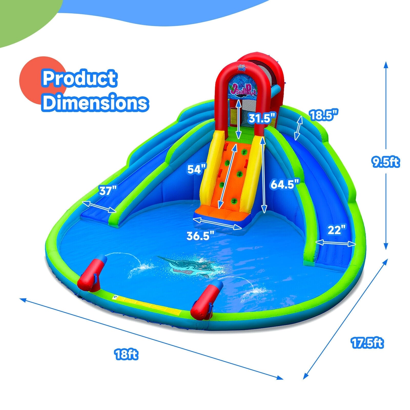 Inflatable Waterslide Bounce House, Upgraded Handrail, No Blower, Blue Bounce House at Gallery Canada