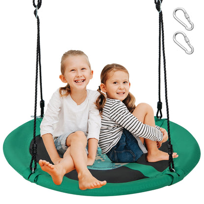 40 Inches Saucer Tree Swing, Round, Adjustable Ropes, Carabiners, Green Swing & Playsets at Gallery Canada