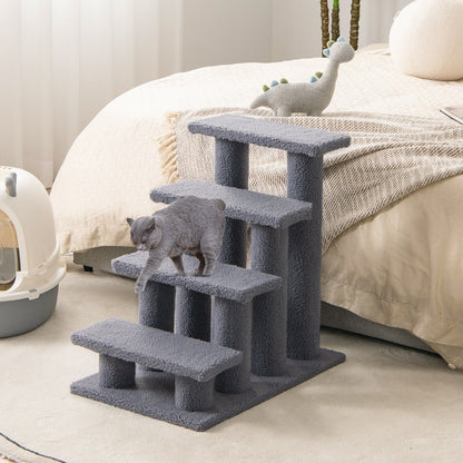 24 Inch Pet Stairs, Carpeted Ladder Ramp, Cat Tree Climber, Gray Cat Trees Condos & Scratchers at Gallery Canada